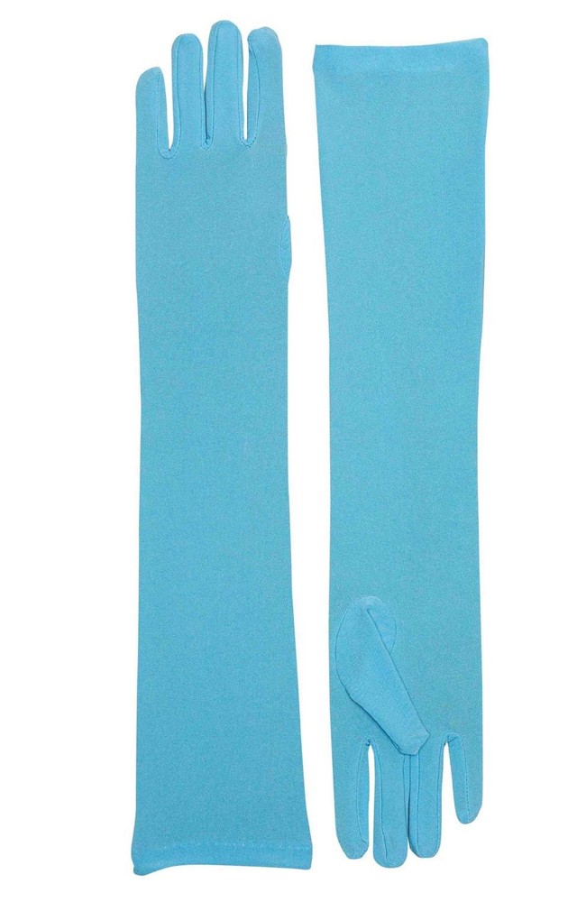 Long Light Blue Adult Female Costume Nylon Dress Gloves - ToyHo.com