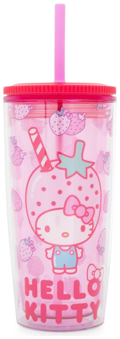 Hello Kitty Strawberry Toss 20oz Plastic Tall Cold Cup with Lid and Straw