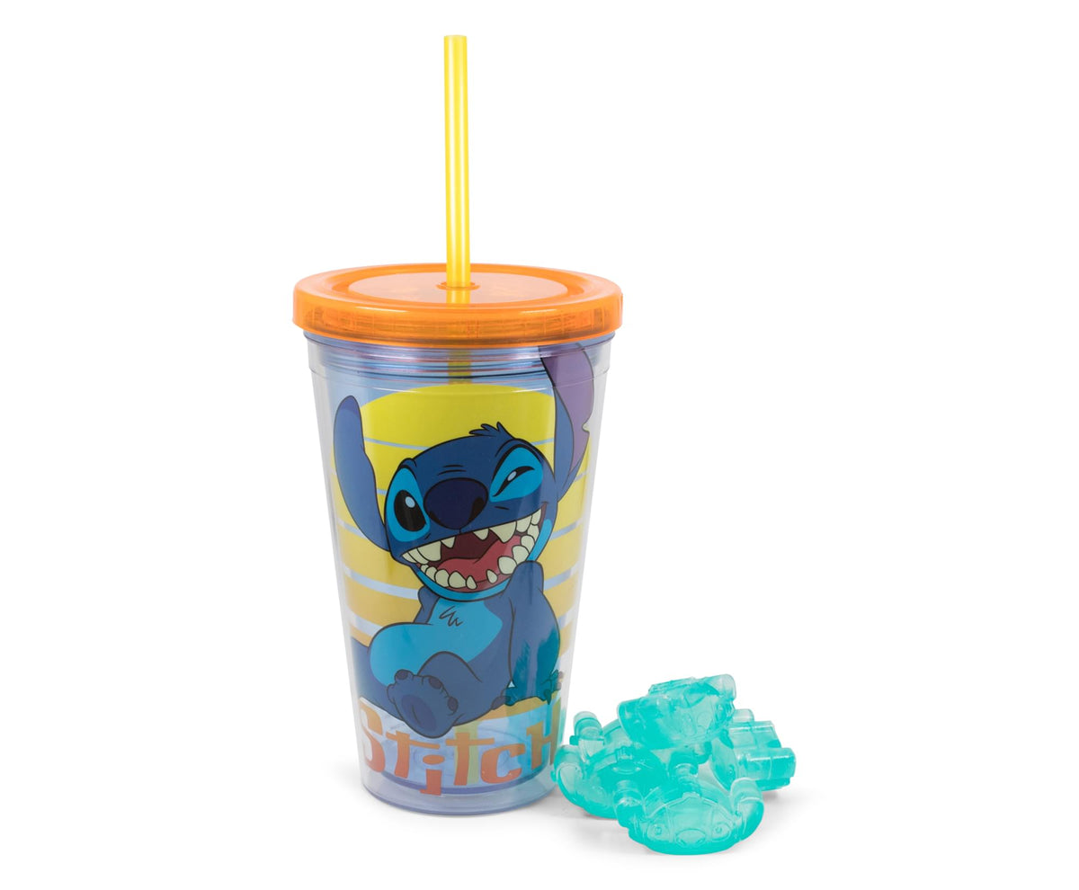 Silver Buffalo Disney Lilo & Stitch ohana Carnival Cup With Lid And Straw