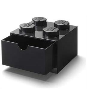 LEGO Desk Drawer 4 Knobs Stackable Storage Box | Black