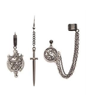 Game of Thrones House of the Dragon Targaryen Dragon Mismatched Earrings Set