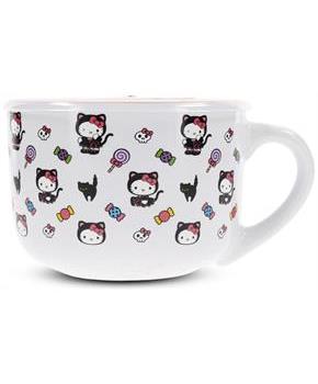 Sanrio Hello Kitty Black Cat Ceramic Soup Mug With Vented Lid | Holds 24 Ounces