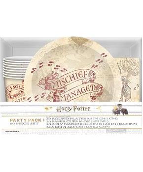 Harry Potter Marauders Map 60 Piece Party Tableware Set, Cups, Plates