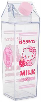 Sanrio Hello Kitty Strawberry Plastic Milk Carton Bottle | Holds 16 Ounces