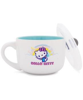 Sanrio Hello Kitty Clouds Ceramic Soup Mug With Vented Lid | Holds 24 Ounces