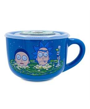 Rick and Morty Portal Heads Ceramic Soup Mug With Lid | Holds 24 Ounces