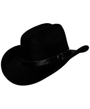 Black Cowboy Hat With Black Leather Band Adult Costume Accessory