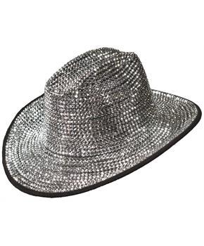 Silver Rhinestone Cowboy Hat Adult Costume Accessory